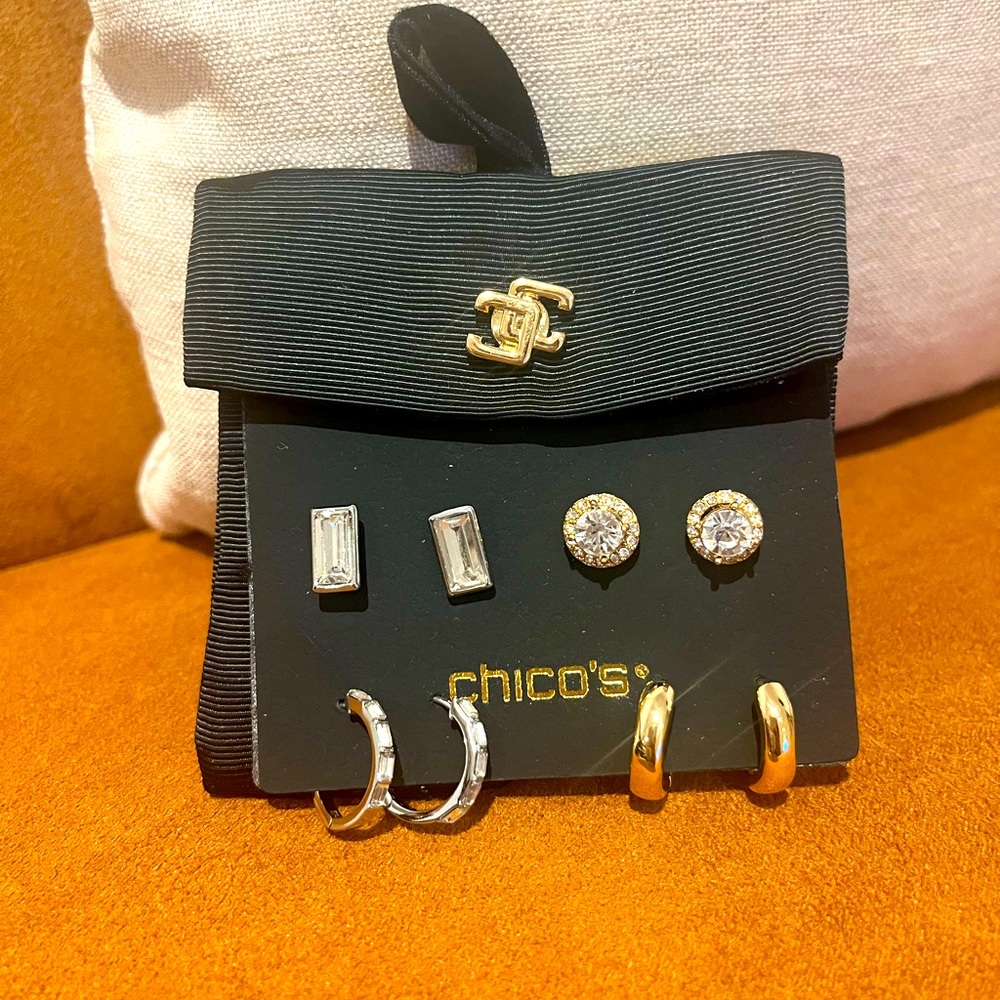 Chicos Mixed Metals Stud Gift Set - New with Tags